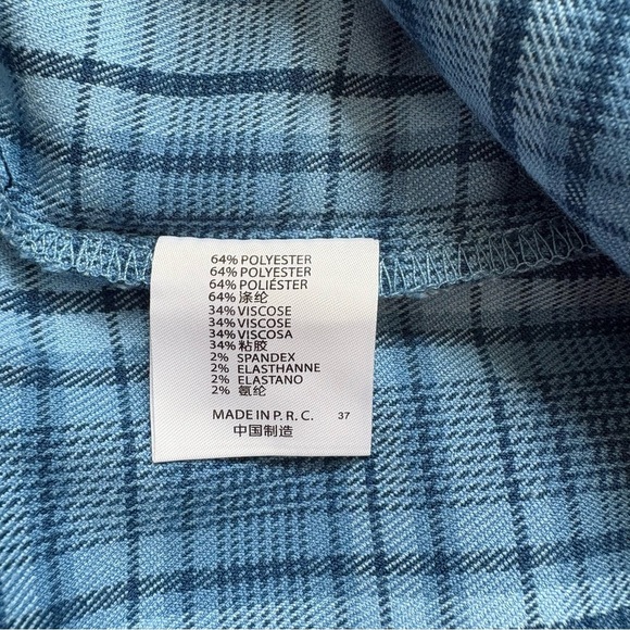 4/25$ Brandy Melville A-Line Mini Skirt Blue Plaid - Picture 4 of 10